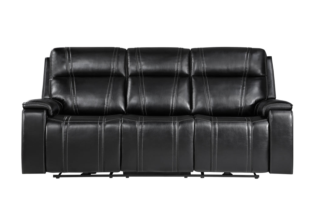 U8881 Black Leather Power Reclining Sofa with Immerse Sound