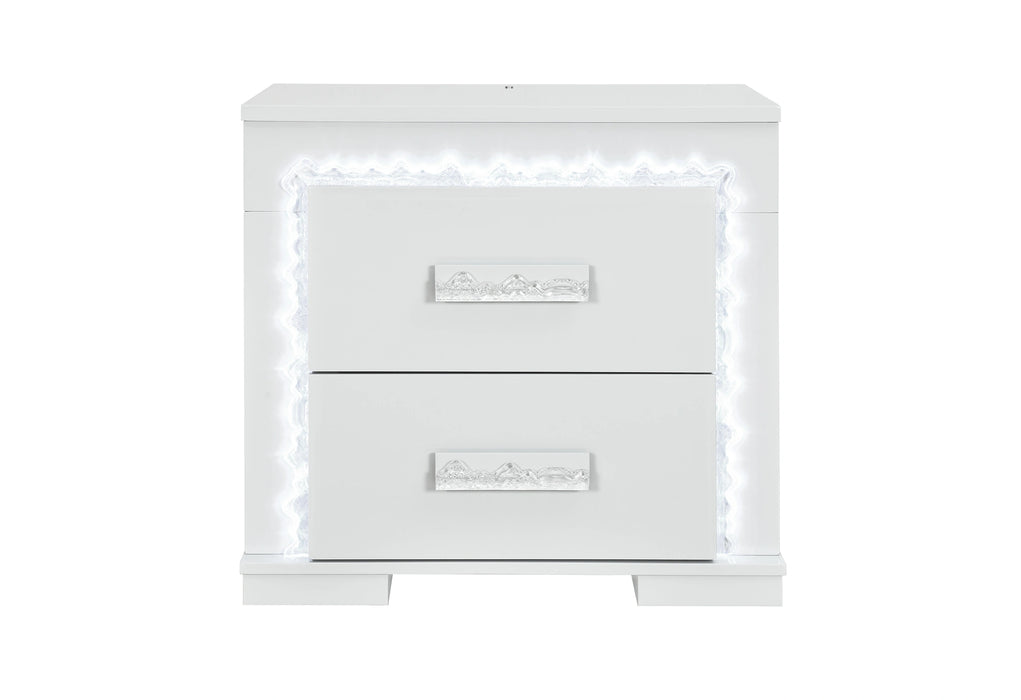 Naomi Silver Marble Nightstand with LED