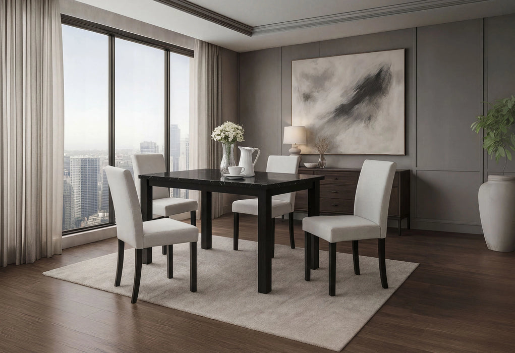 D8032 Black Dining Table & D9026 Dining Chair Silver