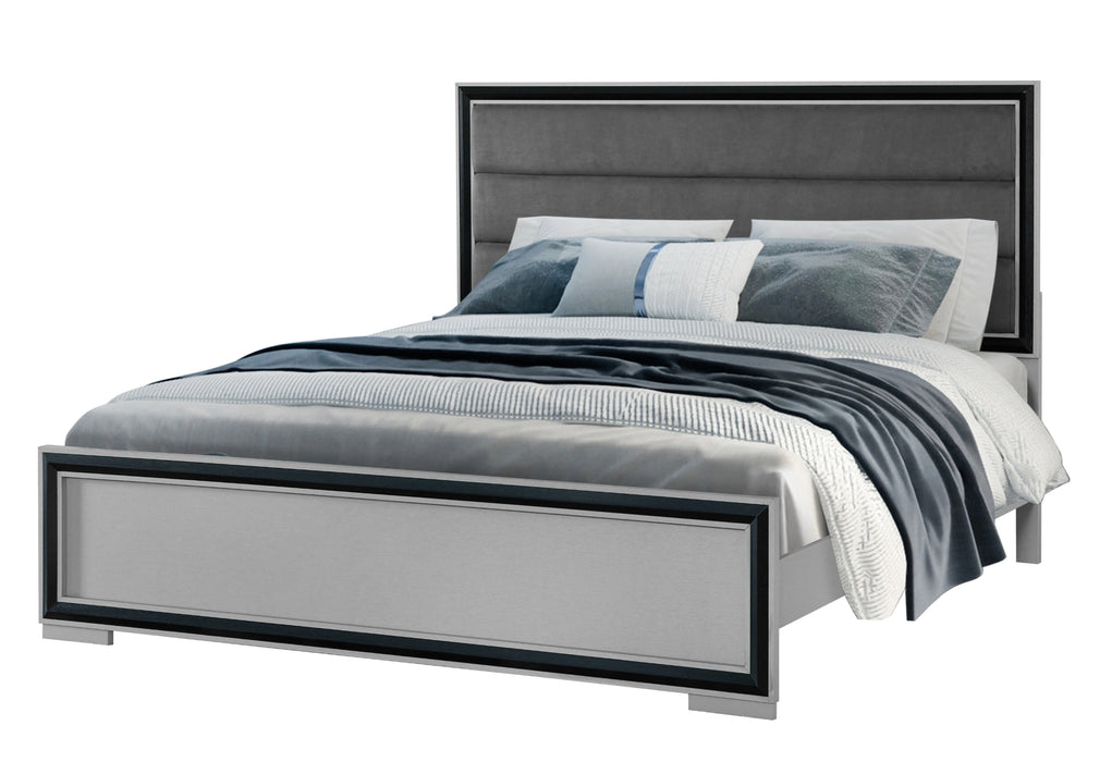Amelia Grey/Black Bed, Dresser, Mirror and Nightstand