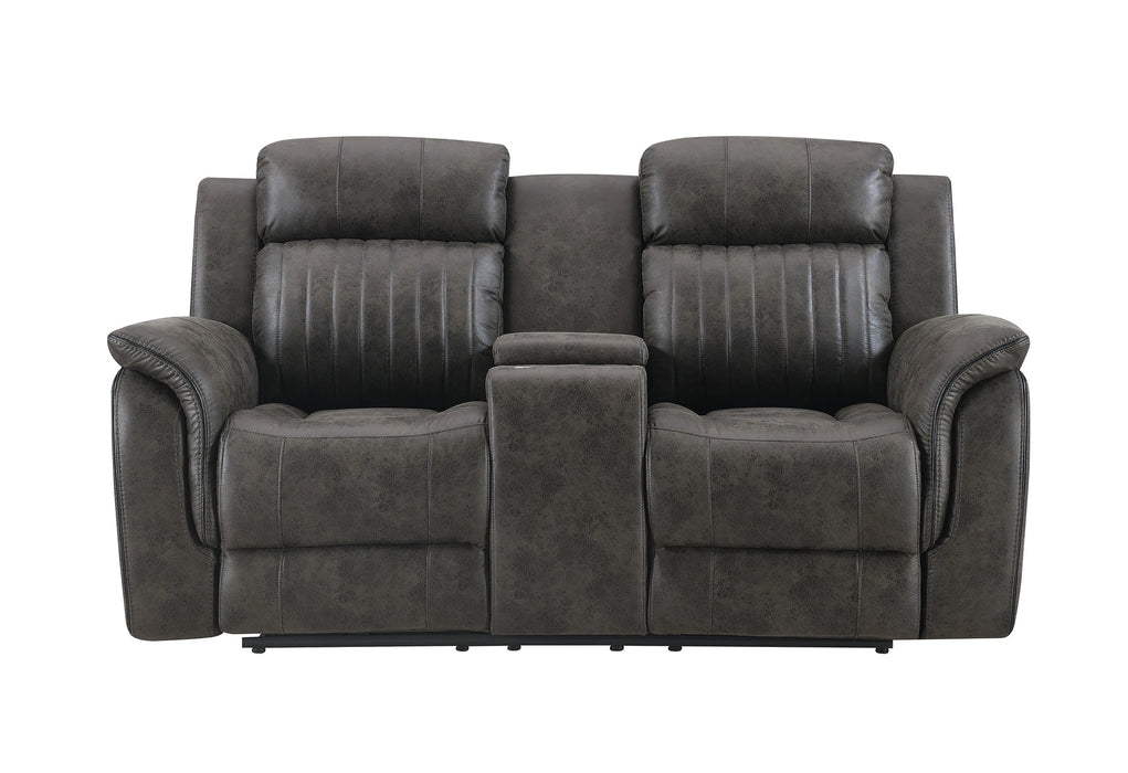 U8517 Grey Reclining Sofa/Console Reclining Loveseat