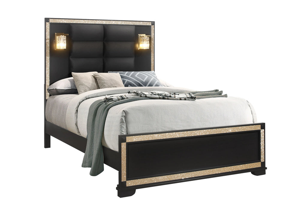 Blake Black Bed with Lamps