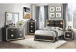 Blake Black/Gold King Bed with Lamps, Dresser, Mirror, 2 Nightstand