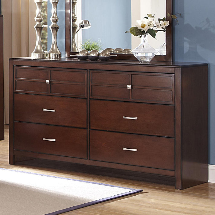 New Classic Kensington 6 Drawer Dresser in Burnished Cherry — Mr. Discount Furniture (Chicago, IL) New Classic Kensington 6 Drawer Dresser in Burnished Cherry — Mr. Discount Furniture (Chicago, IL)