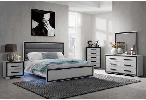 Amelia Grey/Black Bed, Dresser, Mirror and Nightstand