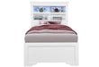 Pompei Metallic White Bookcase Twin Bed with LED