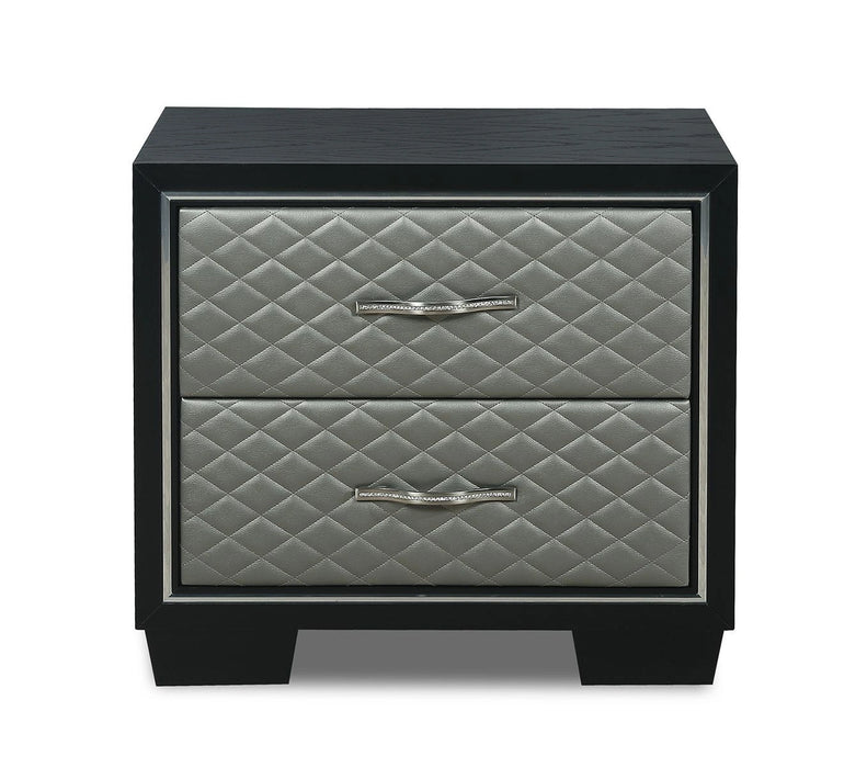 New Classic Furniture Luxor 2 Drawer Nightstand in Black/Silver