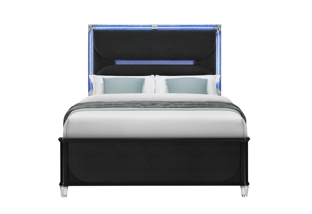 Lando Black Bed with Continuous LED