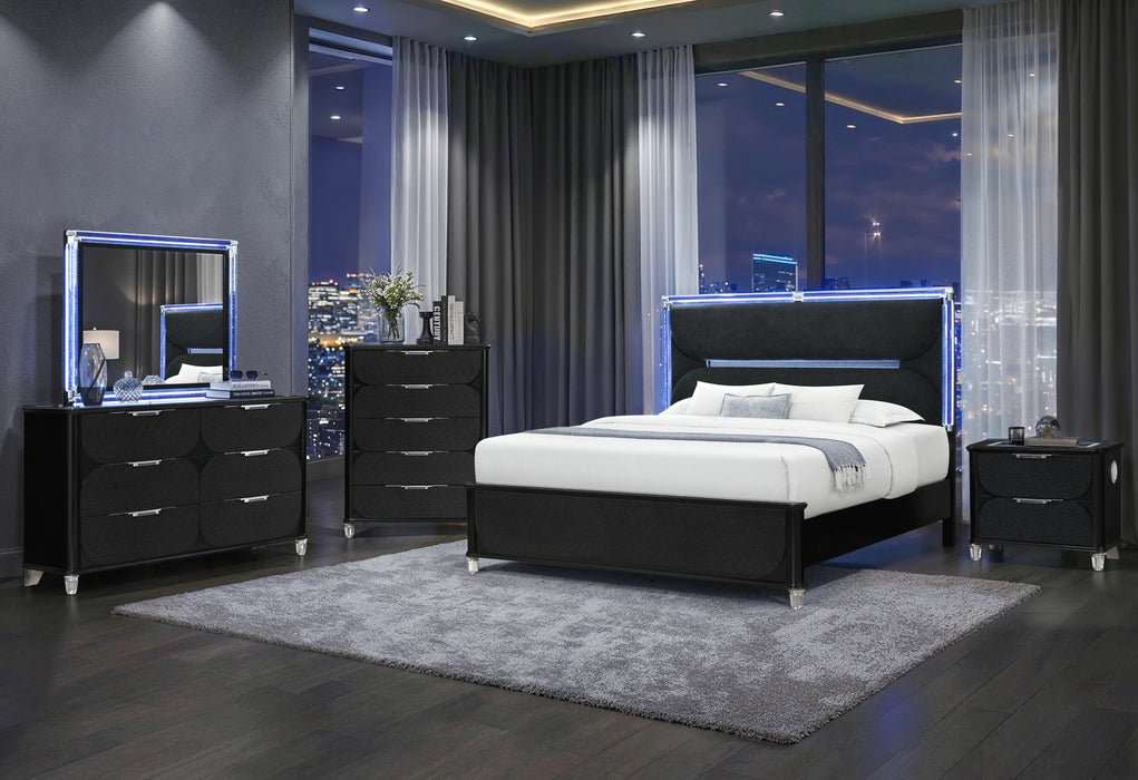 Lando Black Bed with Continuous LED
