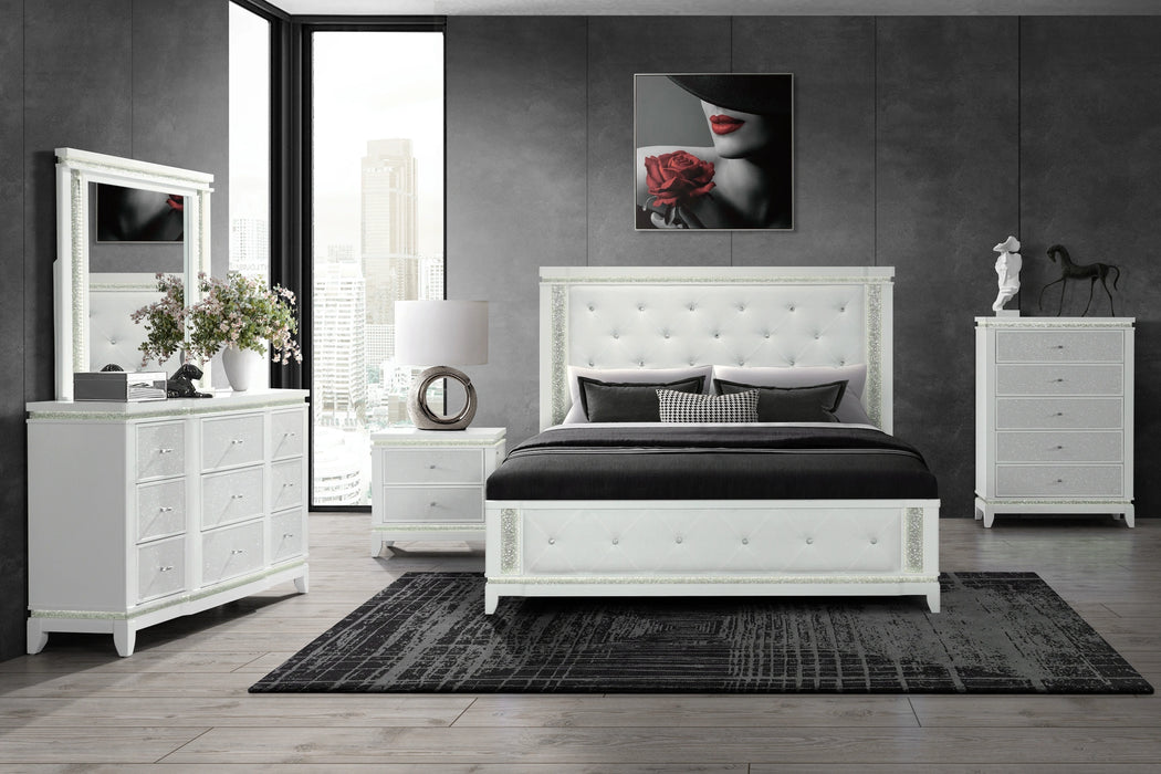 Alina White Bed Group with LED