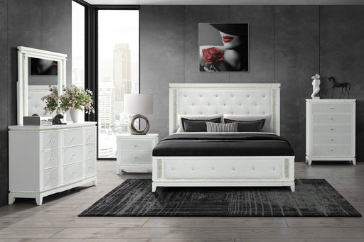 Alina White Bed Group with LED