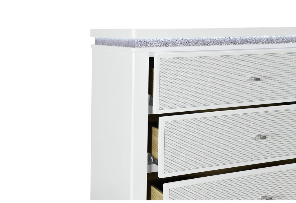 Alina White Bed Group with LED
