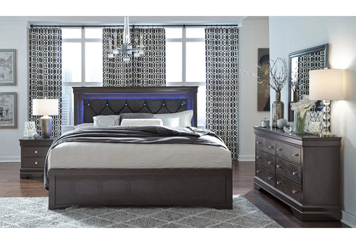 Pompei Queen Bed, Dresser, Mirror and 2 Nightstands