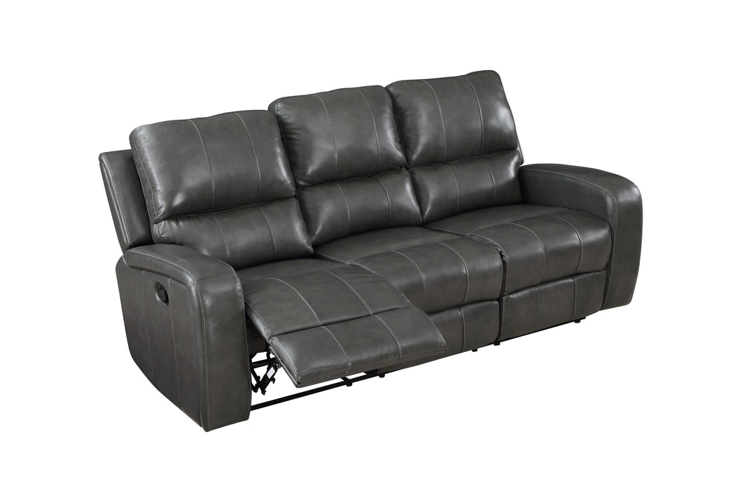 LINTON LEATHER SOFA W/ PWR FR-GRAY