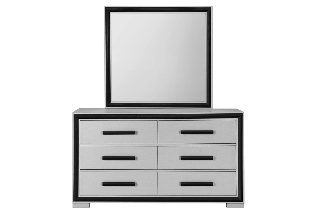 Amelia Grey/Black Bed, Dresser, Mirror and Nightstand