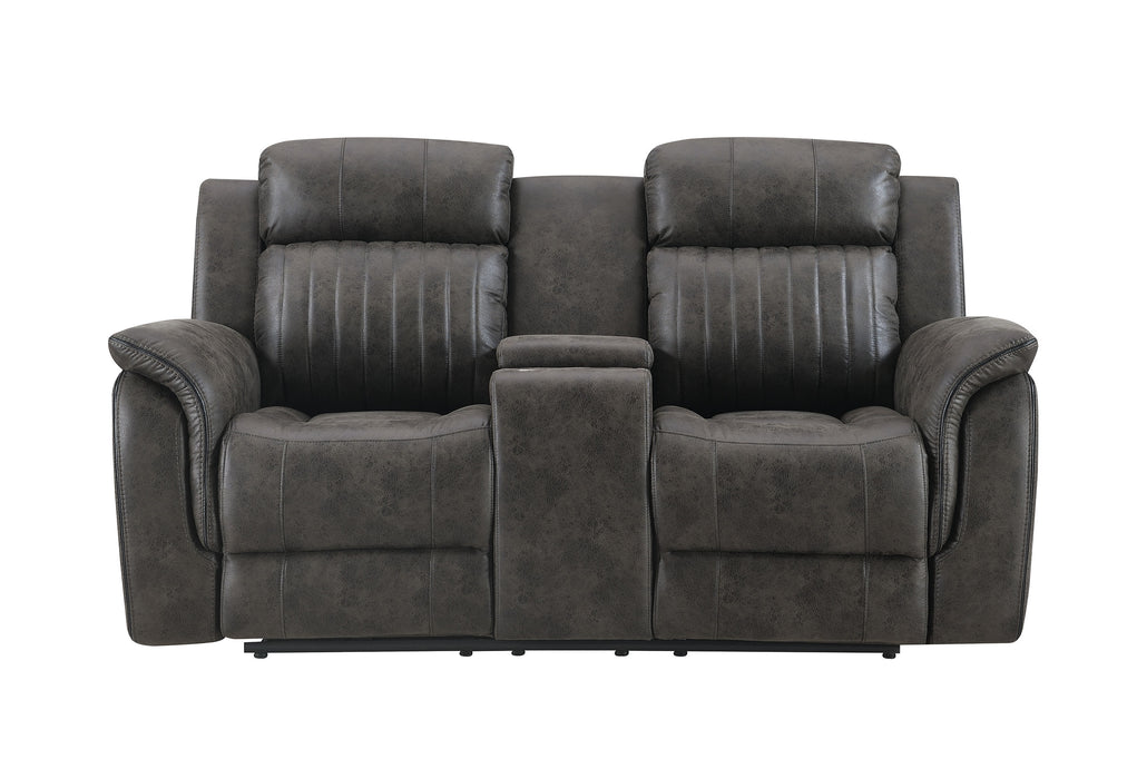 U8517 Grey Reclining Sofa/Console Reclining Loveseat