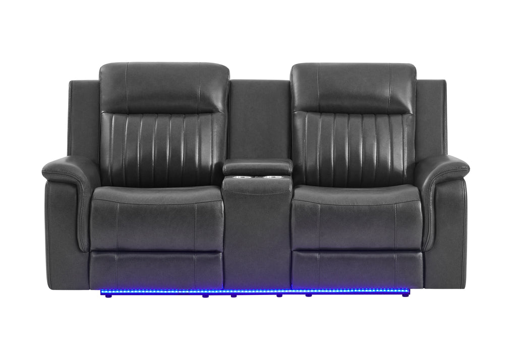 U8879 Blanche Charcoal Pwr Con Rec Ls W/LED, Global Ss & Subwoofer