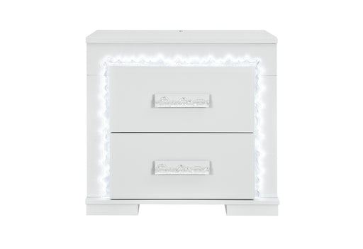 Naomi Silver Marble Nightstand with LED