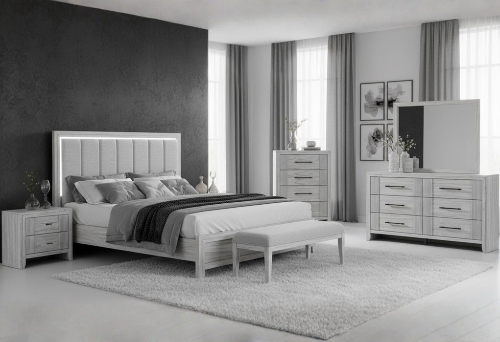 ELSIE GREY QUEEN BED WITH LED
